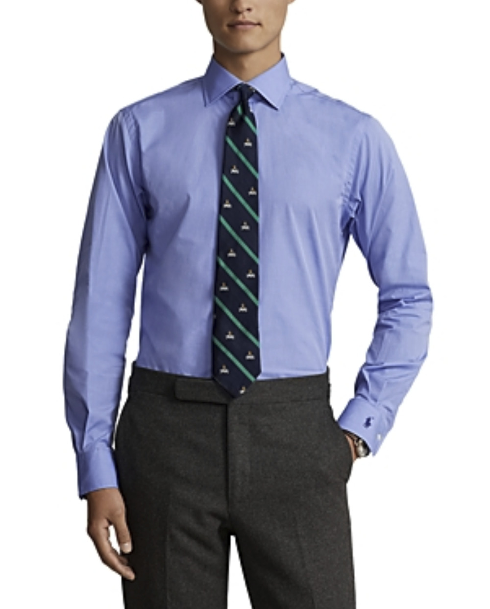 Polo Ralph Lauren Men Cotton Custom Fit Shirt Blue Size M/15.5